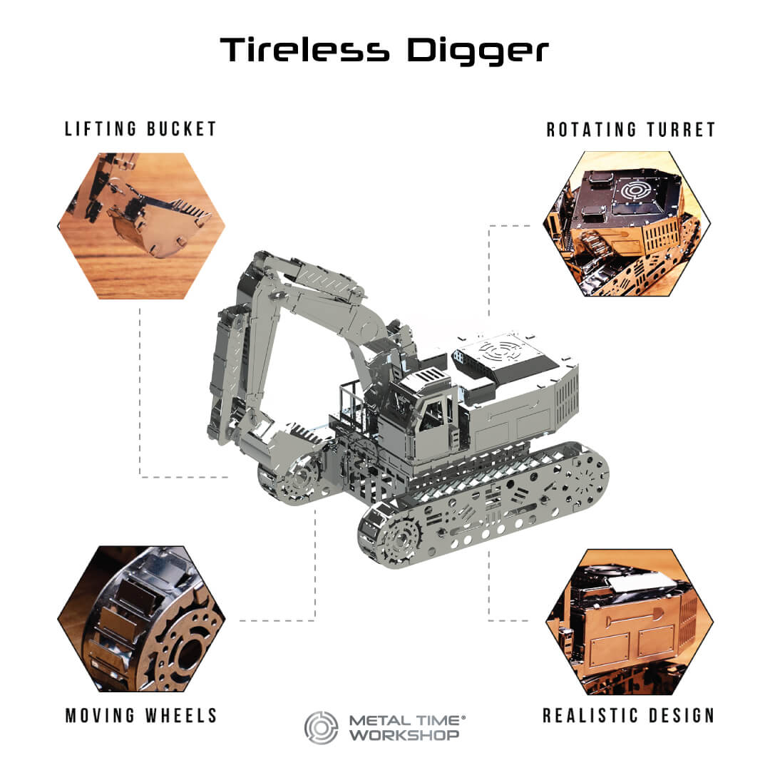 Tireless Digger Excavator Mechanical Model Kit