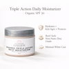 Glimmer Goddess organic triple action daily moisturizer with SPF 30 on a white background