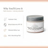 Glimmer Goddess organic triple action daily moisturizer with features listed on a white background