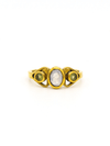 Triple Harvest adjustable stone ring with moonstone and peridot — ethically handmade by Fair Anita