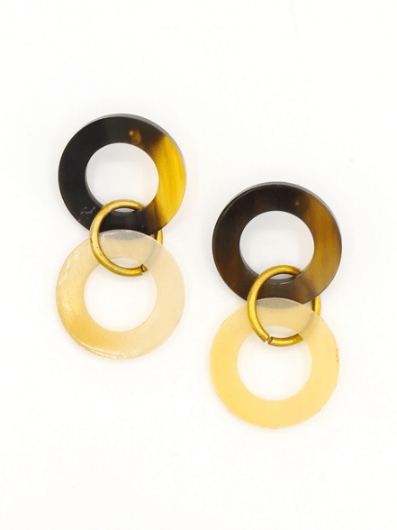 Fair Anita triple loop upcycled horn earrings — nickel-free fair trade artisan jewellery from India