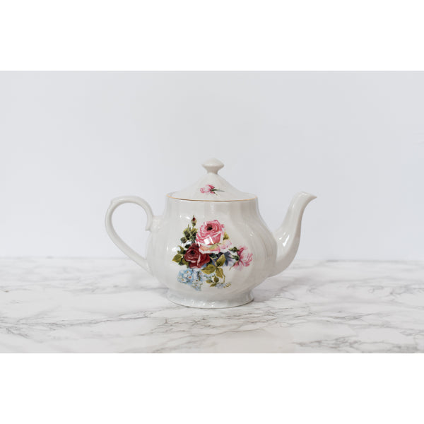 Limited Edition Vintage Bloom Teapot! Steep in elegance with this floral design teapot. 37oz capacity, 24k gold trim. Sustainable Tuxton Home!