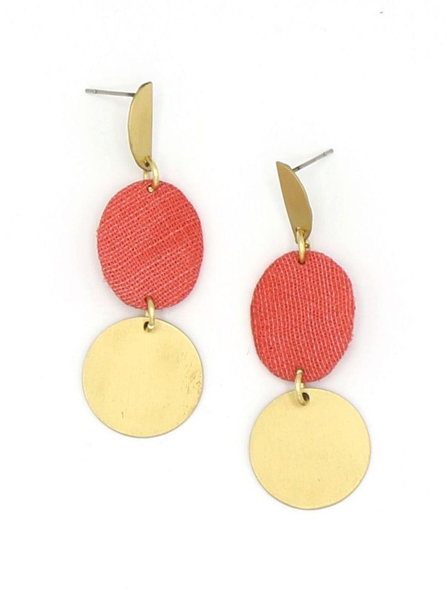 Twin Flames earrings by Fair Anita — upcycled coral fabric dangle studs