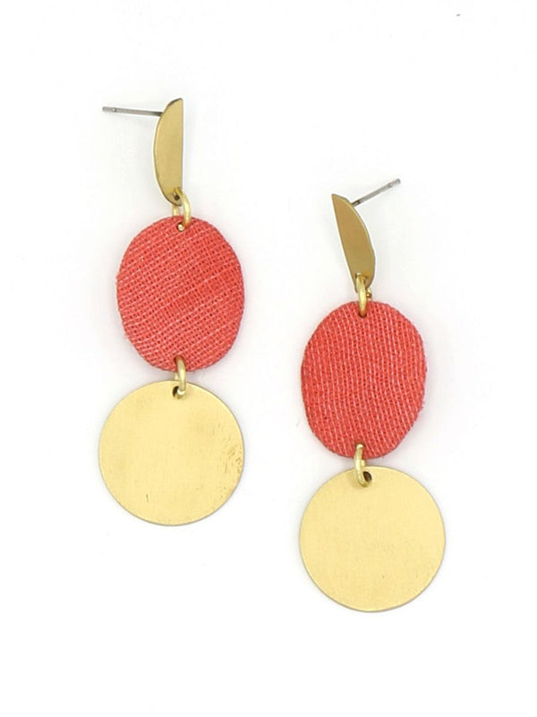 Twin Flames earrings by Fair Anita — upcycled coral fabric dangle studs