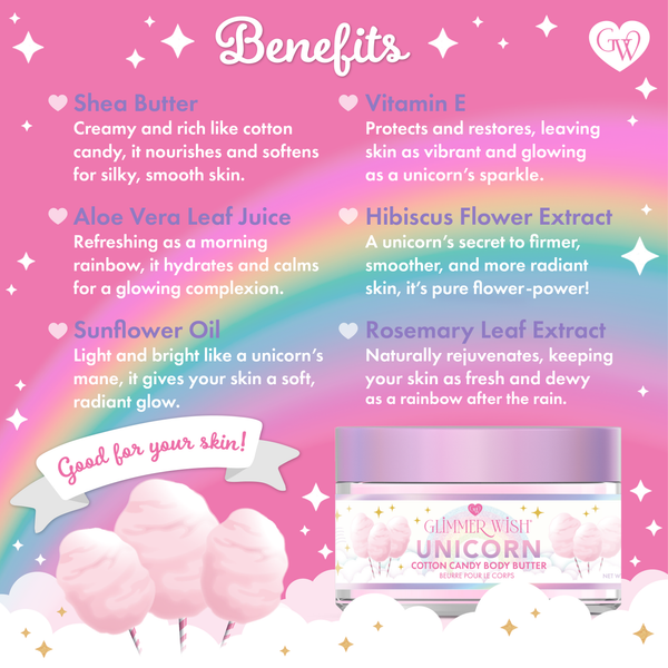 Unicorn Whipped Body Butter jar open showing pink sunset hue
