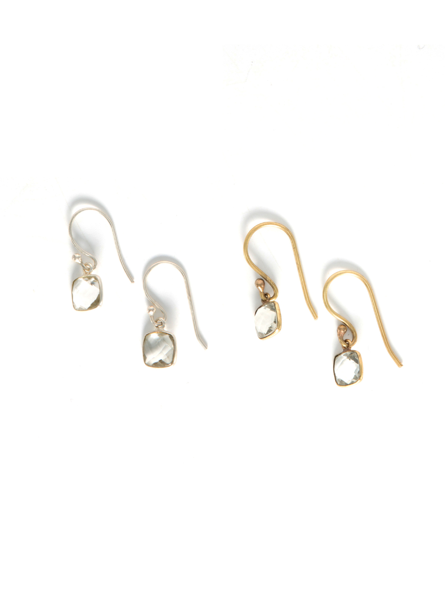 Light Within Faceted Green Amethyst Earrings – Brass & Silver | Fair Anita