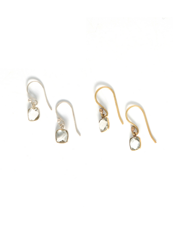 Light Within Faceted Green Amethyst Earrings – Brass & Silver | Fair Anita