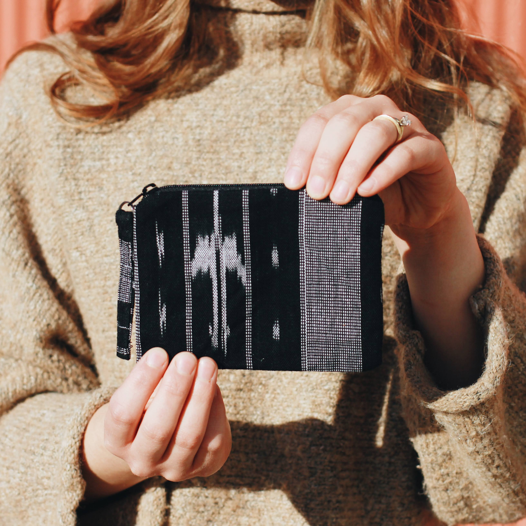 Black Ikat Coin Purse