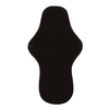 hannahPAD reusable overnight pad in black showing breathable TPU lining and unbleached organic fabric