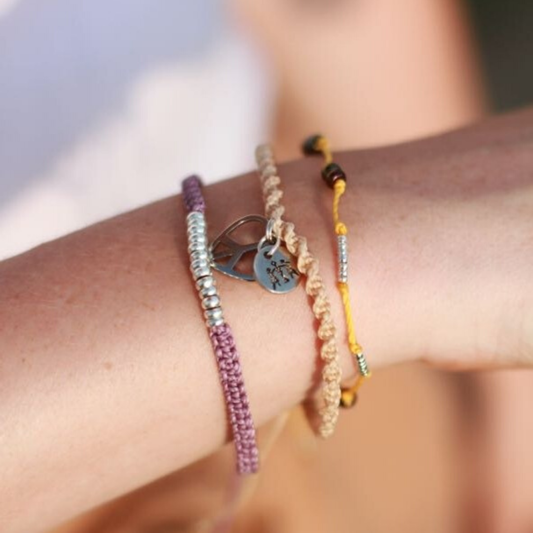 Set of Three Macrame and Bead Bracelets