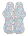 Hannah reusable period pad with recyclable plastic snap fastening, shown flat on clean background