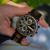 Engraved wooden watch gift set with link removal tool and custom gift box for men