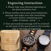 Engraving instructions for a watch and wooden box with sample text.