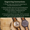 Engraving instructions for a wooden watch and box with sample text.