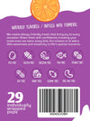 Allergy-friendly treats packaging with purple background and orange slice illustration