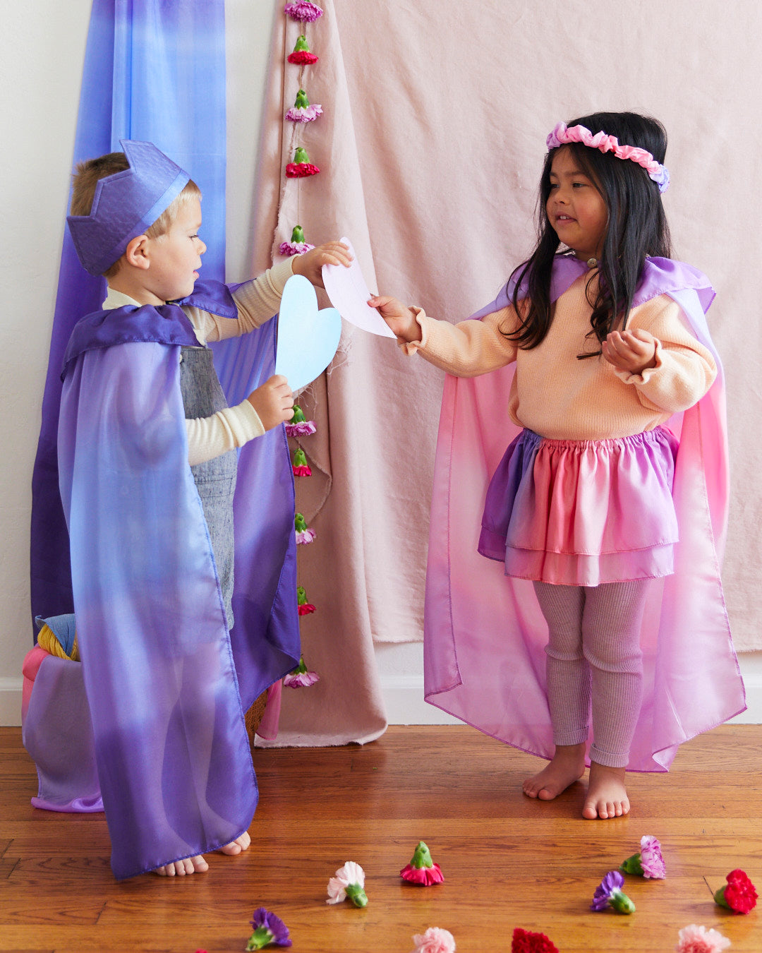 Whimsy meets sustainability!  This mulberry silk Blossom Cape is perfect for imaginative play & doubles as a Halloween costume! Easy wear, ages 3-8, eco-friendly.