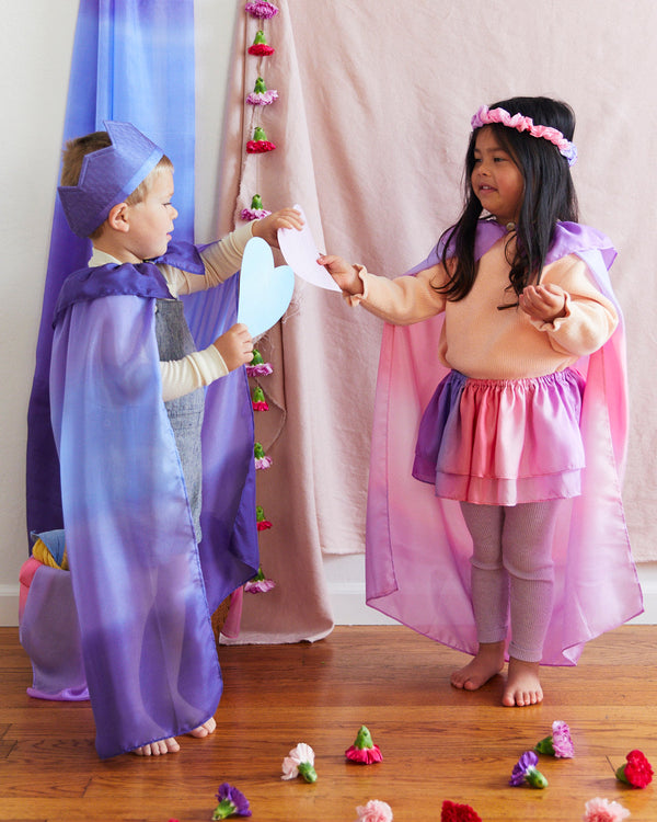 Sustainable twirling fun! This mulberry silk Blossom Tutu inspires play & doubles as a Halloween costume! Easy wear, ages 3-8, eco-friendly.