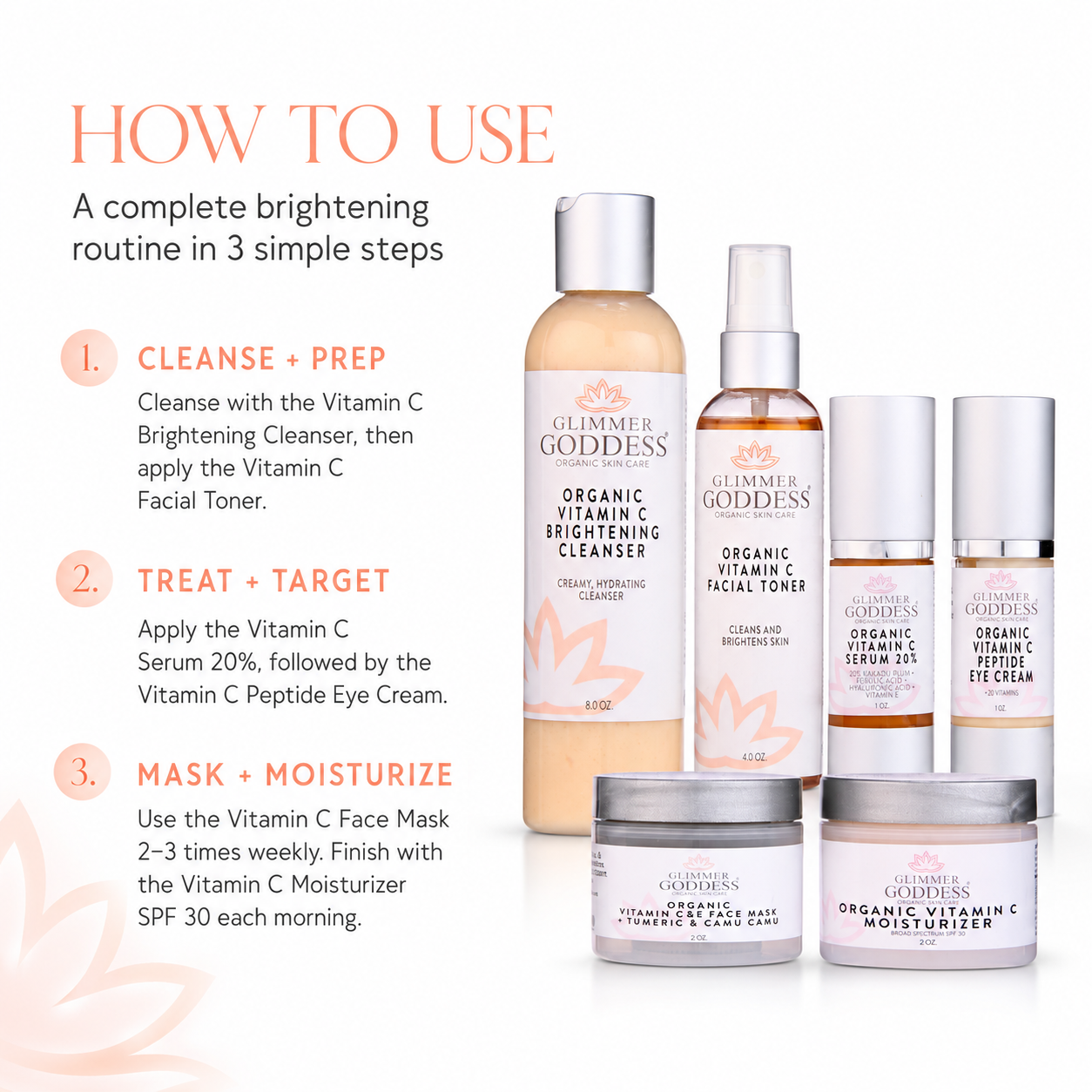 Vitamin C 6-Step Anti-Aging Skincare System with SPF 30 – Brightening Routine Set