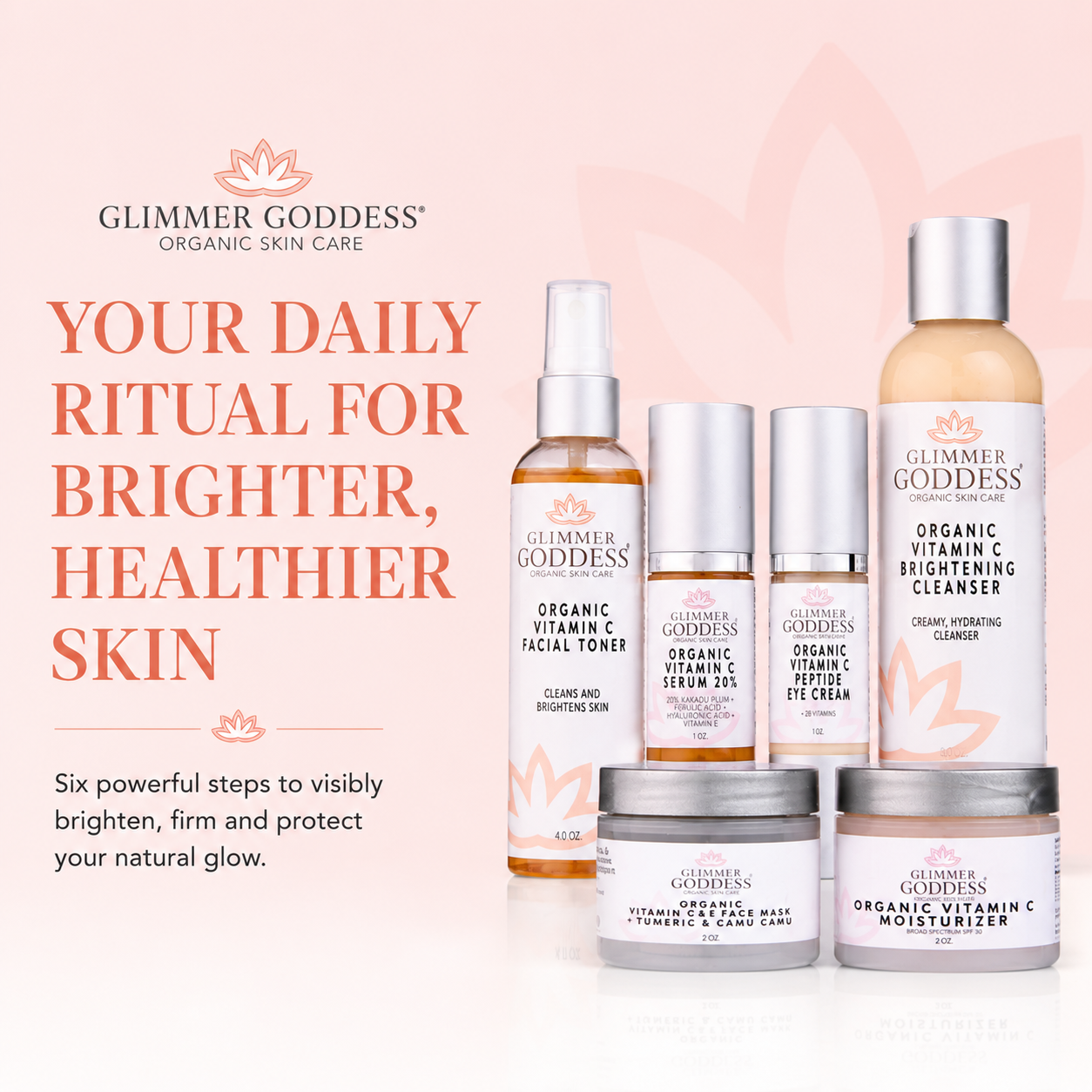 Vitamin C 6-Step Anti-Aging Skincare System with SPF 30 – Brightening Routine Set