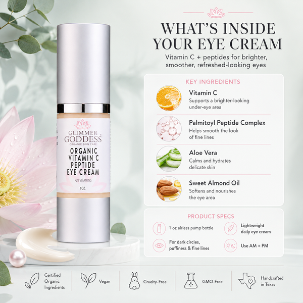 Close-up of brightening eye serum texture showing lightweight, fast-absorbing formula