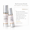 Customer testimonial for Glimmer Goddess Organic Vitamin C Glow Duo face and eye brightening set