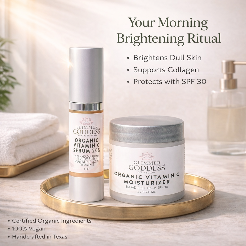 Organic Vitamin C Serum bottle from the SPF 30 Moisturizer Duo set