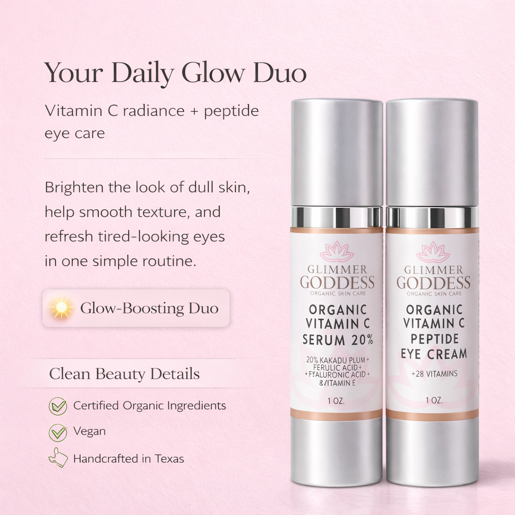 Organic Vitamin C Glow Duo – 20% Vitamin C Serum + Peptide Eye Serum