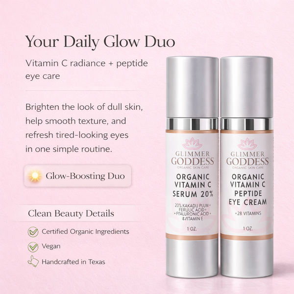 Organic Vitamin C Glow Duo – 20% Vitamin C Serum + Peptide Eye Serum