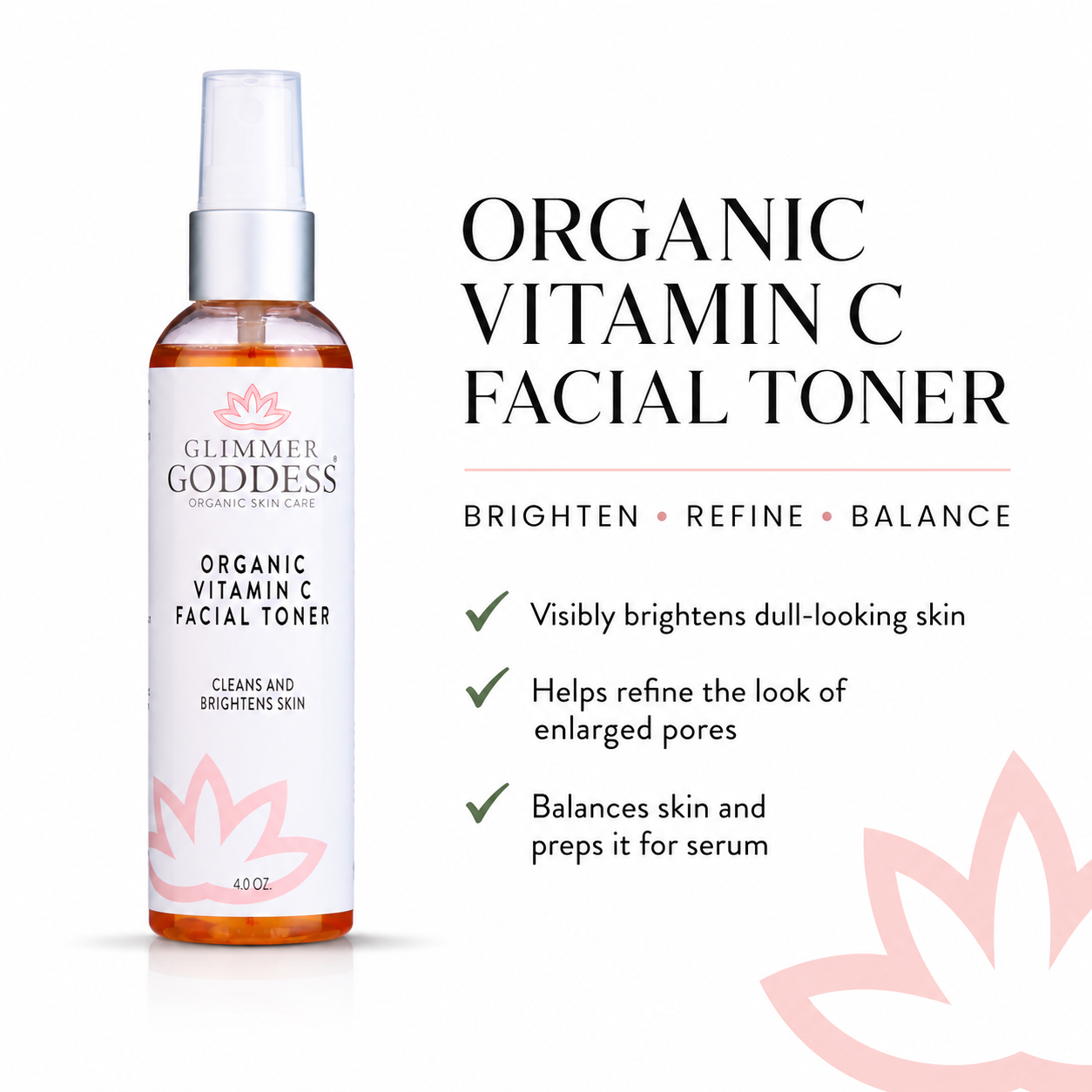 Organic Vitamin C Facial Toner – Pore Tightening & Brightening Astringent