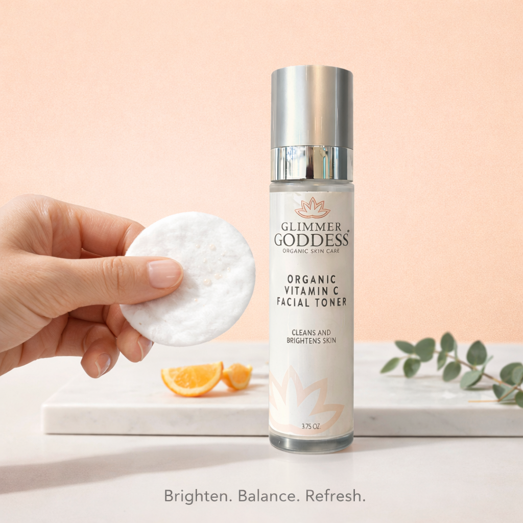 Glimmer Goddess Vitamin C Facial Toner – certified organic pore refining and pH balancing skincare