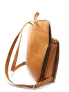 Voyager fair trade leather backpack side profile showing depth and zip pouch – Fair Anita