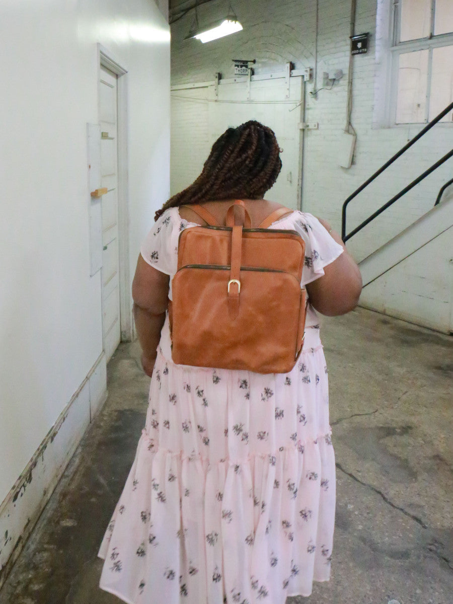 Voyager leather laptop bag open to show multiple compartments and interior organisation – Fair Anita