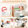 Accessories included with Tiny Land art easel — painting cups, paper roll and child-safe cutter
