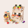 Tiny Land wooden play food set with wooden rack for a play kitchen