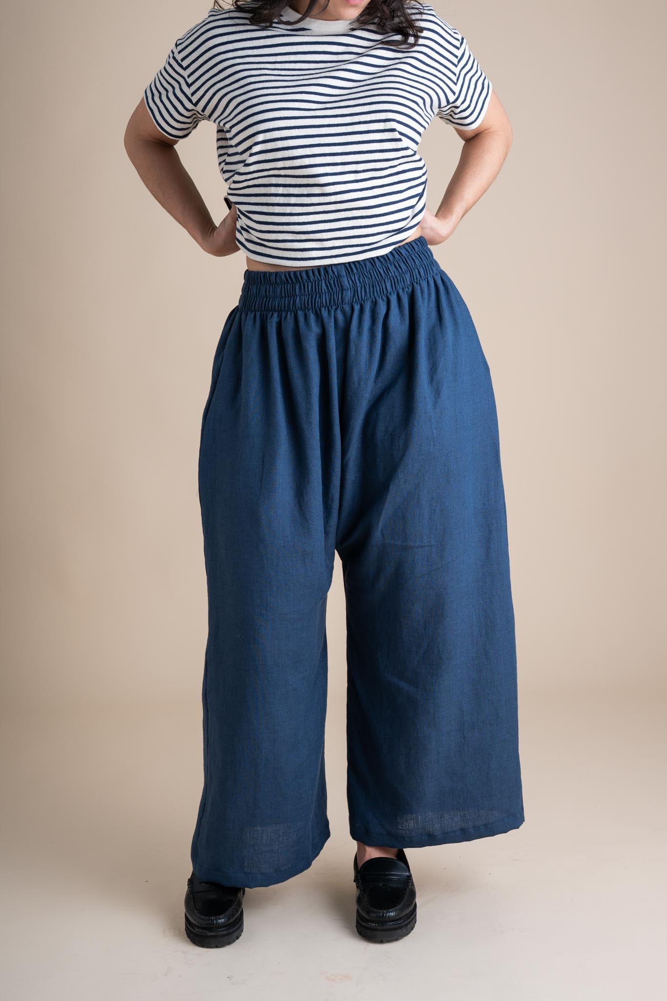 Sustainable Linen Weekend Pants - Comfortable Wide Leg, Gender Neutral, Made in USA