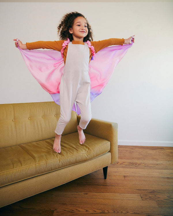 Eco-friendly fun!  These mulberry silk Butterfly Wings inspire imaginative play & double as a Halloween costume! Easy wear, ages 3+, sustainable.