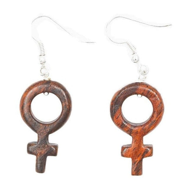 Wood Female Symbol Earrings