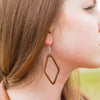 Wood Diamond Hoop Earrings