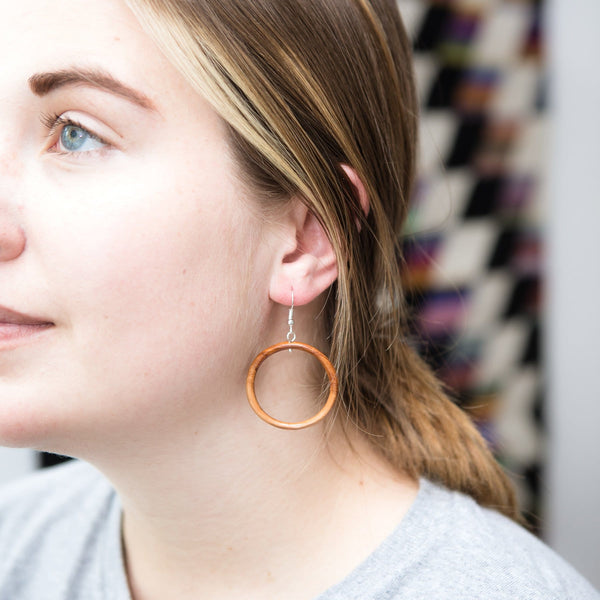 Wood Hoop Earrings