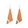 Asymmetric Tri-Tone Wood Triangle Earrings