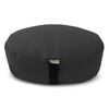 Black oval cotton zafu meditation cushion with organic buckwheat filling by Bean Products