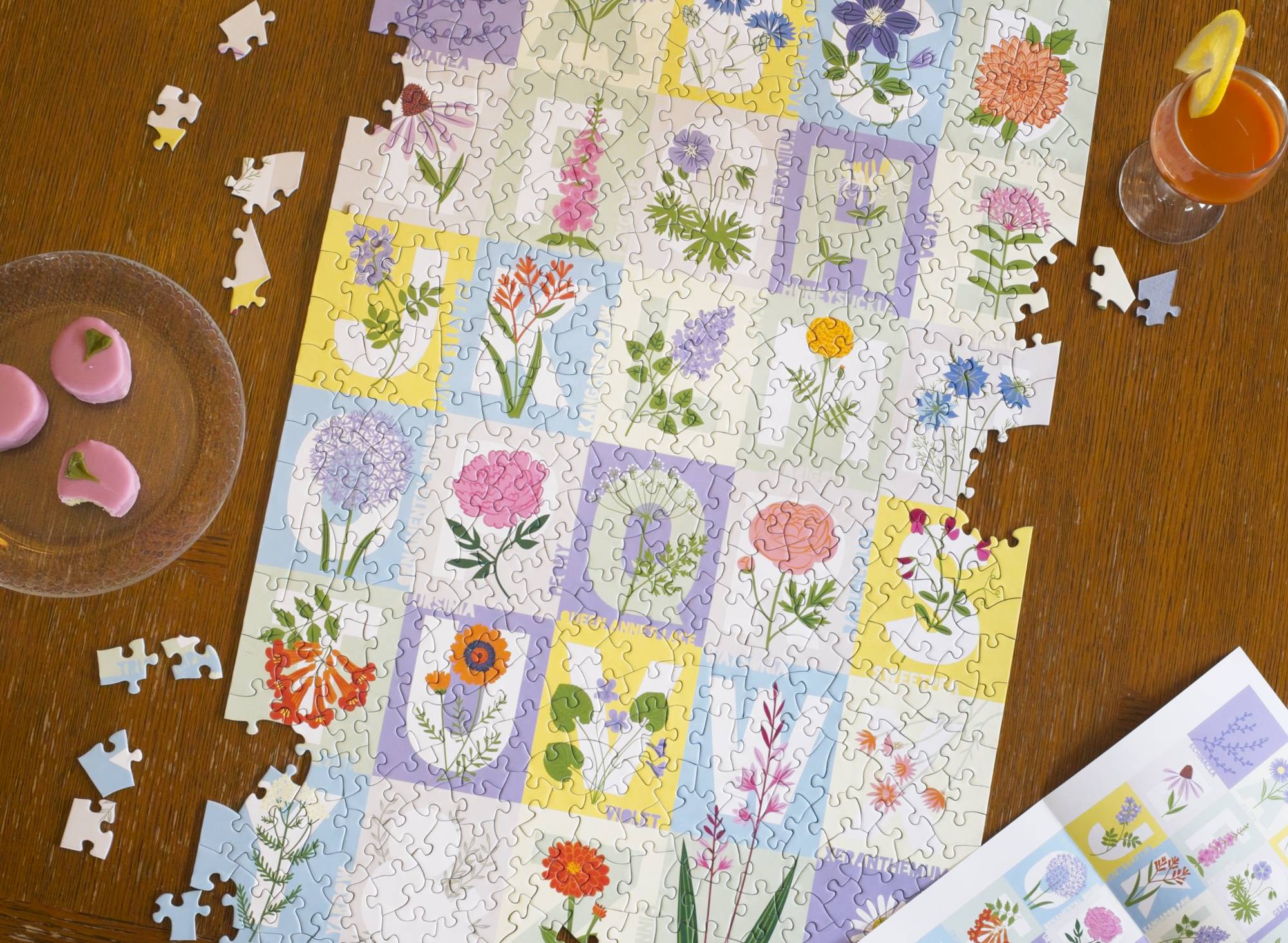 ABC Flowers 500-Piece Jigsaw Puzzle by Lellobird | Botanical Alphabet