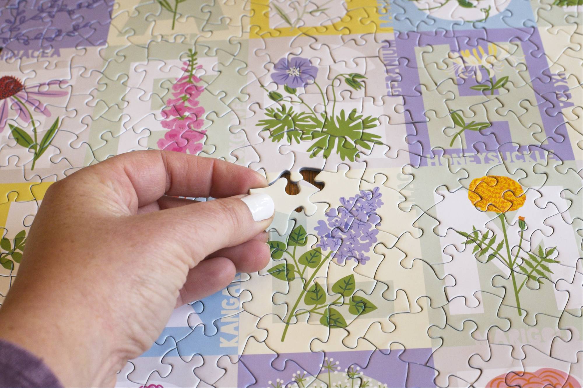 ABC Flowers 500-Piece Jigsaw Puzzle by Lellobird | Botanical Alphabet