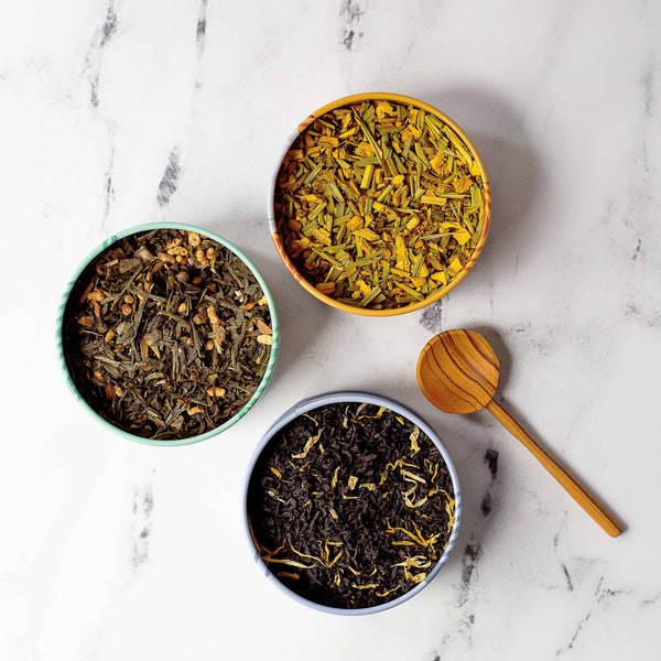 JusTea organic whole leaf tea trio set — Fair Trade and Non-GMO certified tea from Kenya