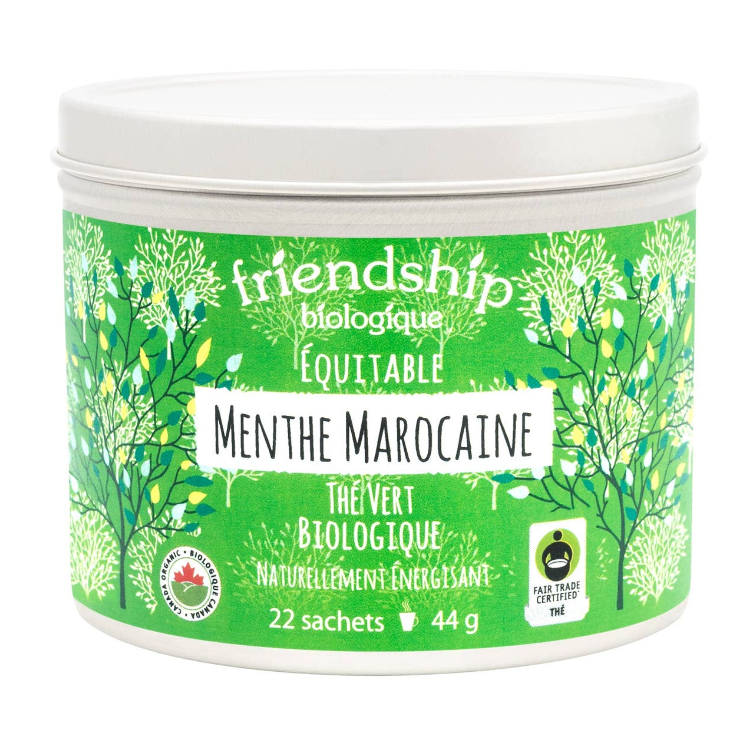 Green container with 'friendship biologique' label on a white background