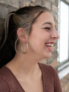 Fair Anita Inside Hex Hoops brass-plated geometric earrings flat lay product shot