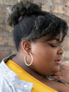Fair Anita Inside Hex Hoops silver-plated nickel-free recycled metal hoop earrings styled on ear