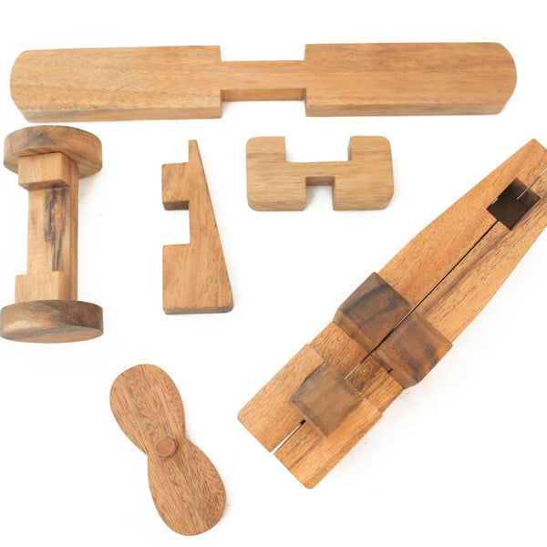 Set of wooden tools on a white background