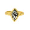 Almond black rutile quartz brass ring by Fair Anita on white background