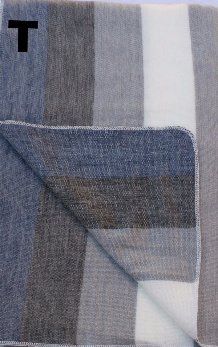 Striped fabric with blue, gray, and white colors